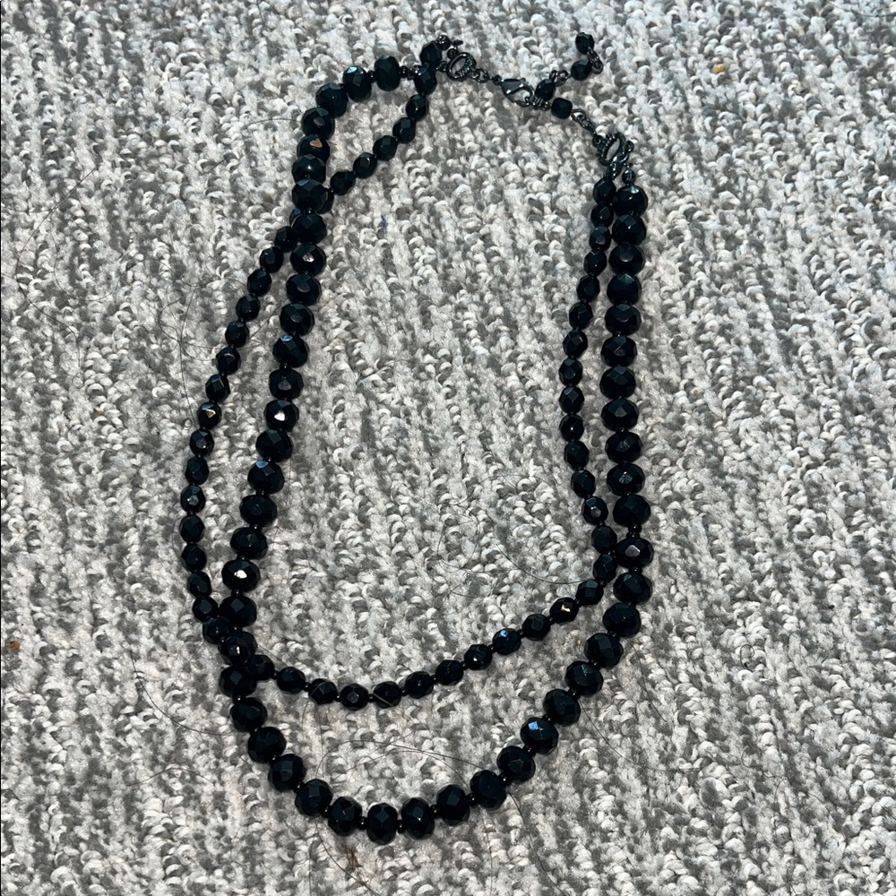 Elegant Black Beaded Necklace